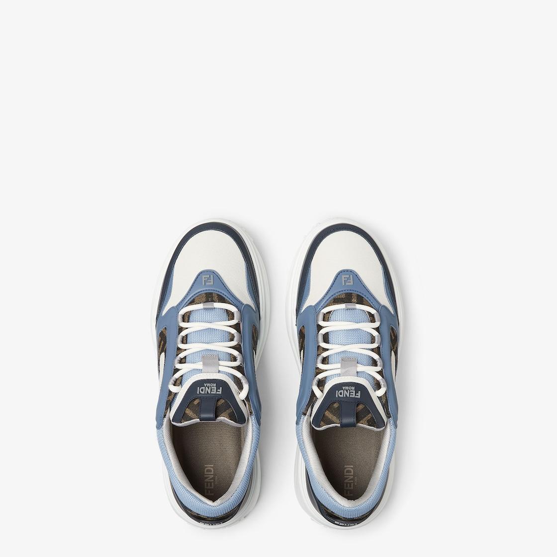 Fendi Force sneakersWhite, light blue and blue leather low-tops Product Image
