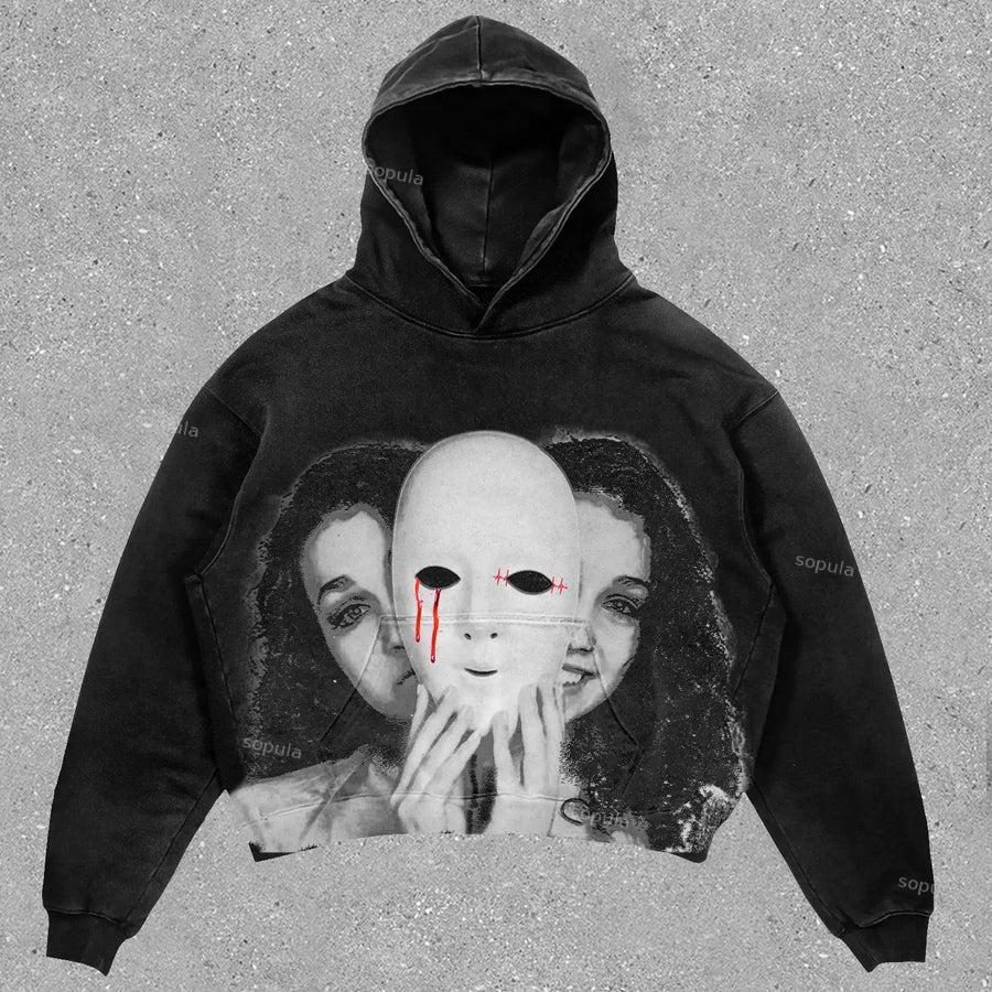 Vintage Butterfly Graphic Washed Hoodie Product Image