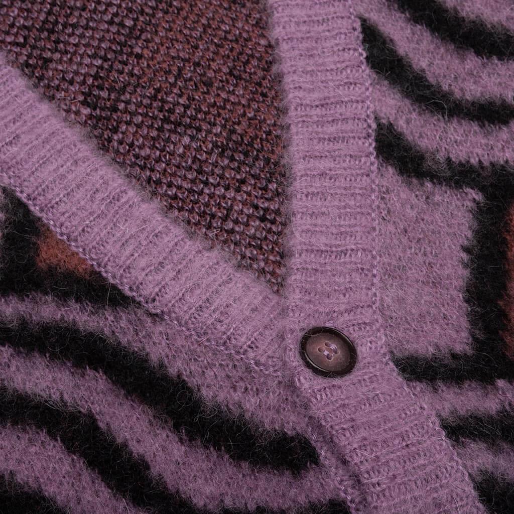 Wavy Jacquard Mohair Cardigan - Pink/Rust Male Product Image