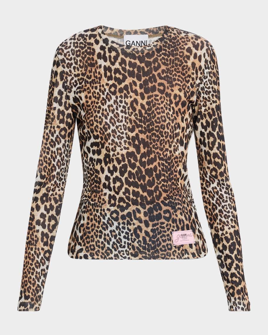 Leopard-Print Long-Sleeve Top Product Image