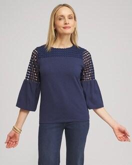 Faux Denim Lace Mix Top Product Image