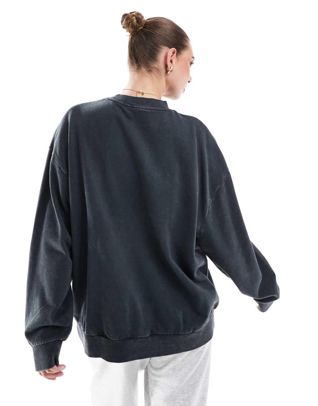 ASOS DESIGN Californian eagle graphic sweatshirt in washed charcoal Product Image