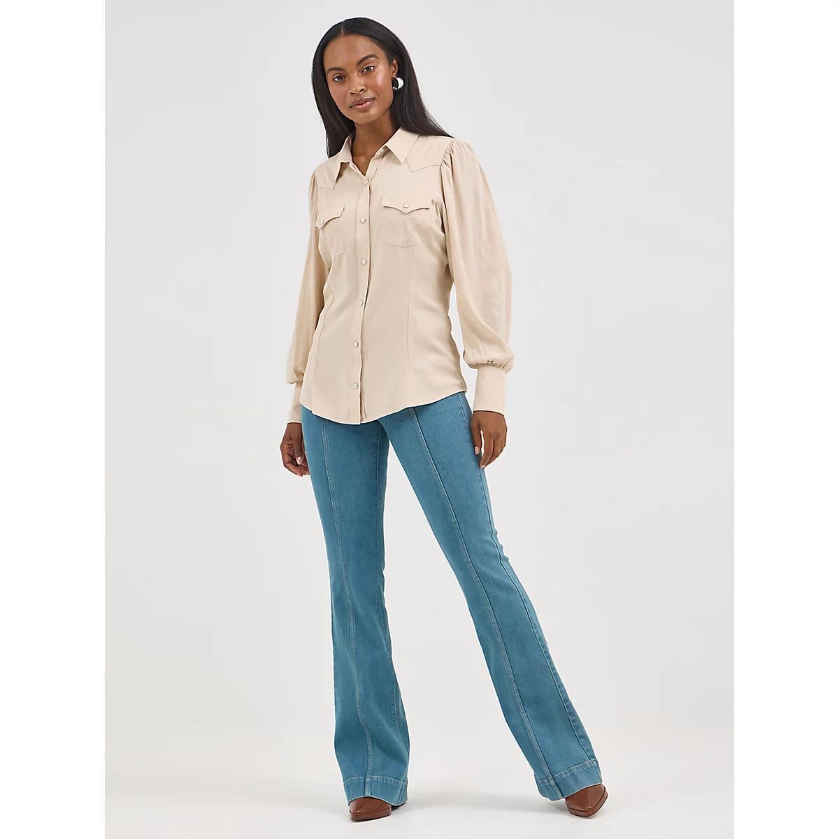 Women's Wrangler Retro® Bailey High Rise Pintuck Trouser Jean | Women's JEANS | Wrangler® Product Image