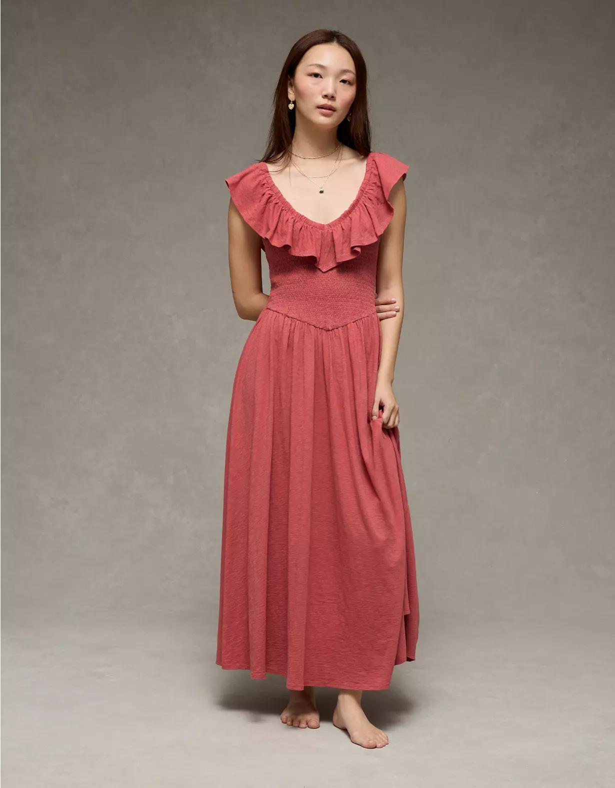 AE Sunchaser Knit Drop Waist Midi Dress Product Image