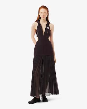 Runway Long Pleated Hooded Dress Product Image