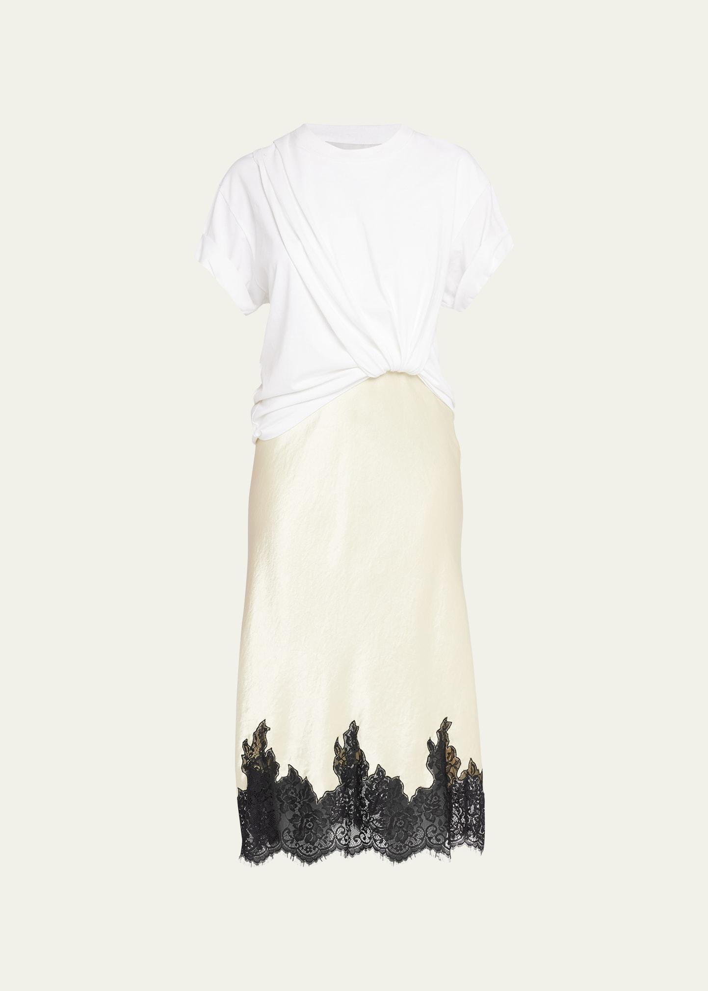 Womens Draped T-Shirt Slip Combo Dress Product Image