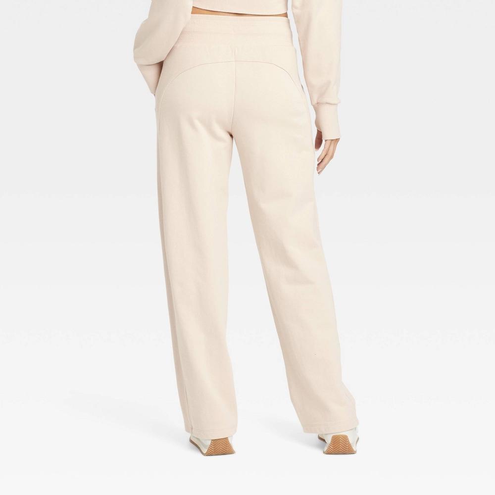 Women's French Terry Straight Leg Sweatpant - JoyLab™ Cream M Product Image