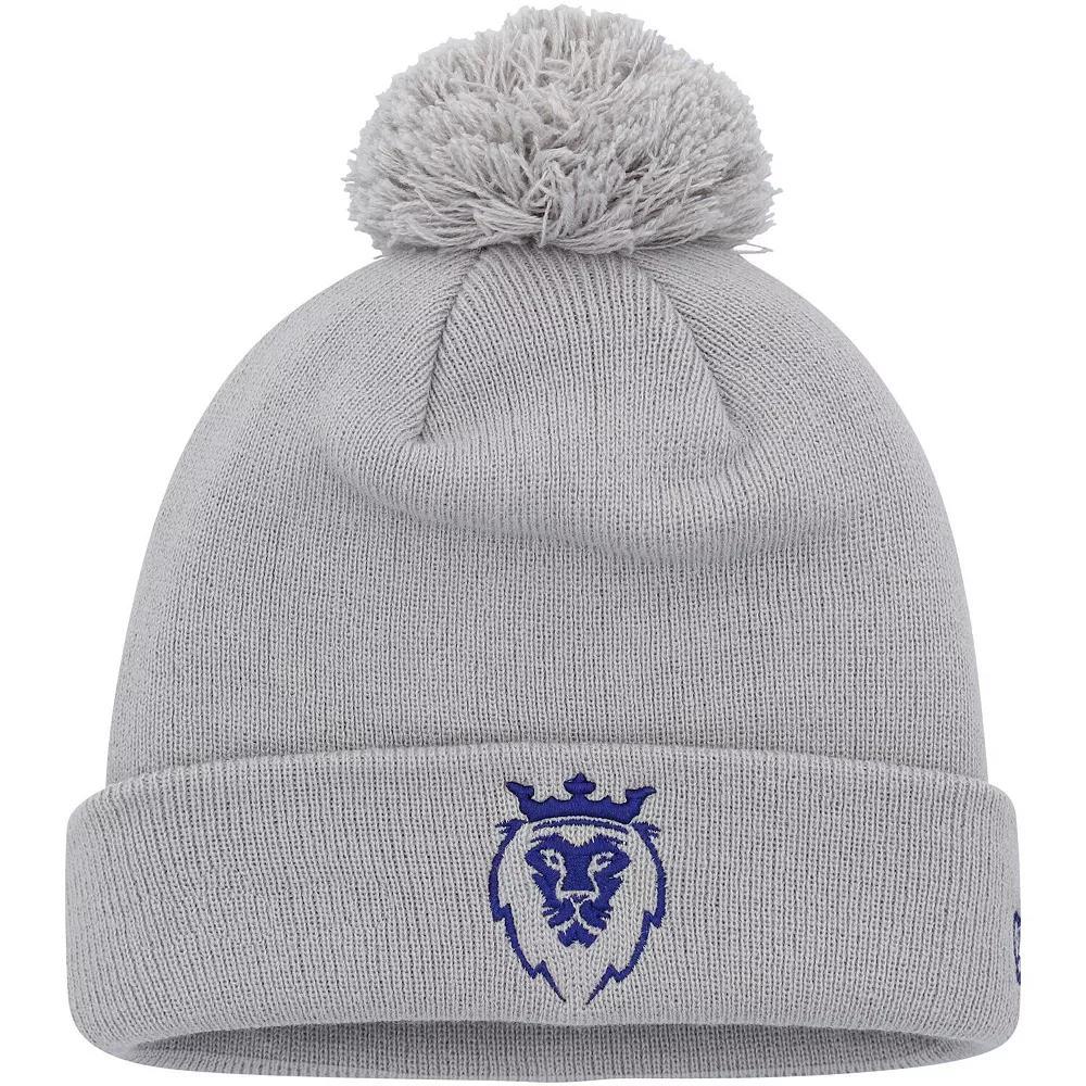 Mens New Era Gray Real Salt Lake Jersey Hook Cuffed Knit Hat with Pom Product Image