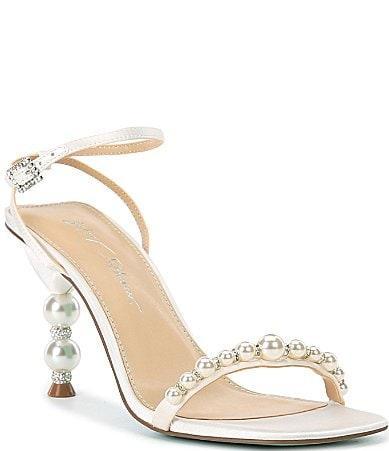 Blue by Betsey Johnson Jacy Metallic Leather Pearl Heel Dress Sandals Product Image