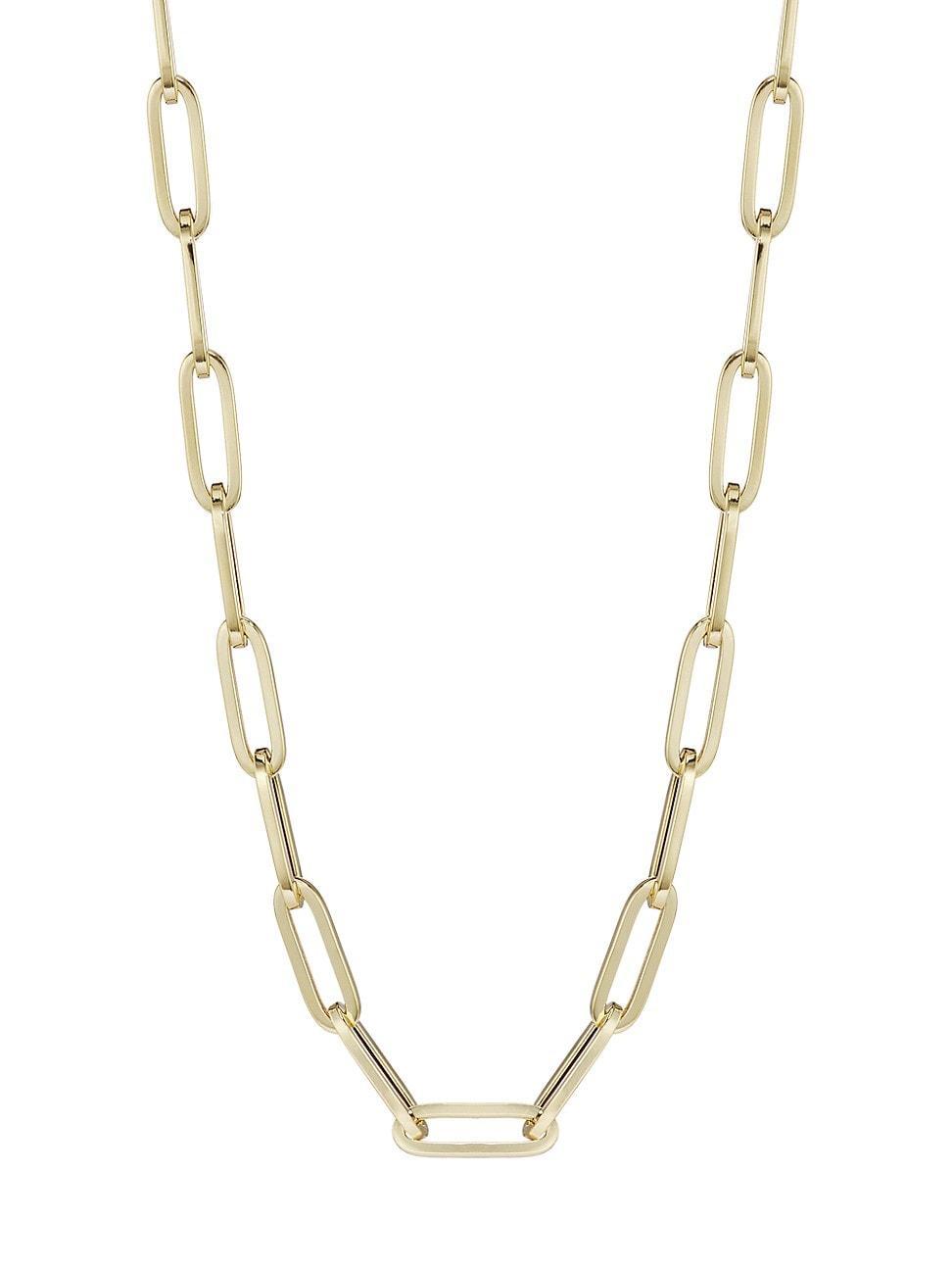 Womens 14K Gold Paper Clip Chain Necklace Product Image