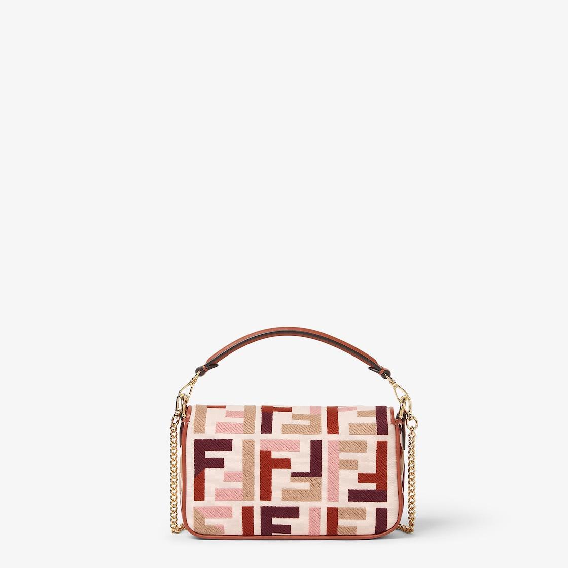 Baguette MiniCanvas bag with multicolor FF embroidery Product Image