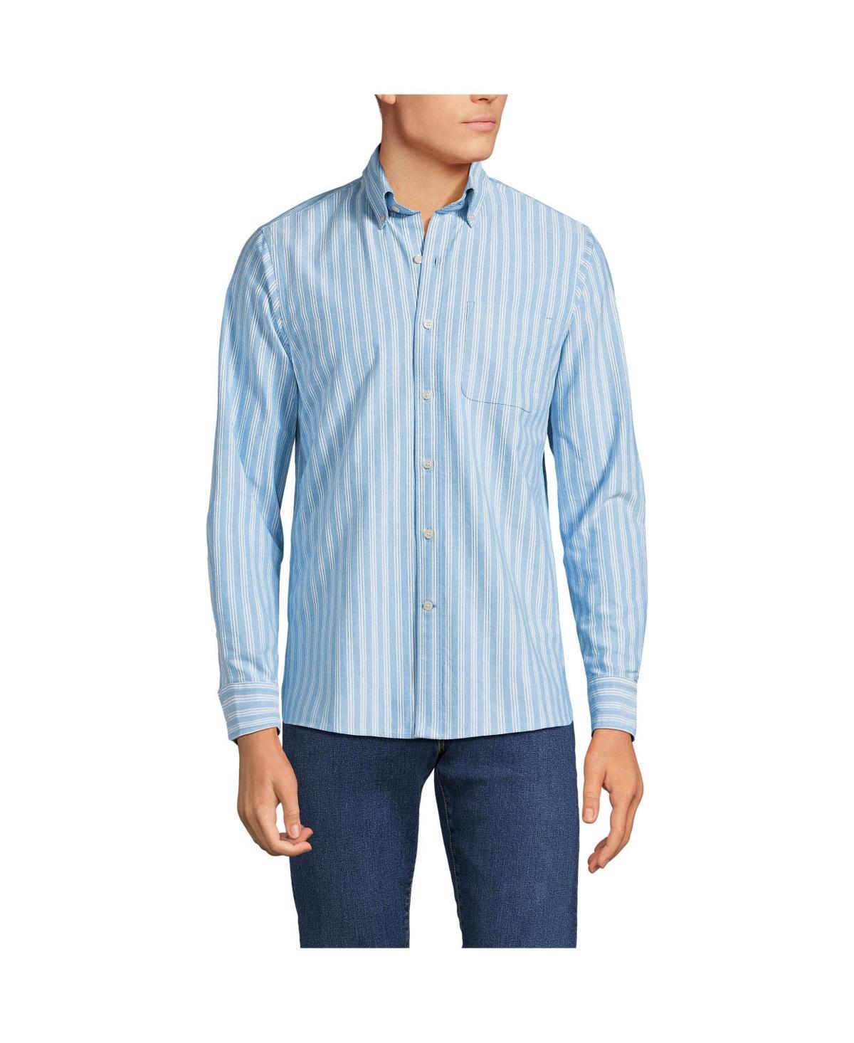 Men's Lands' End Tailored-Fit Sail Rigger Oxford Shirt, Size: Medium, White Product Image