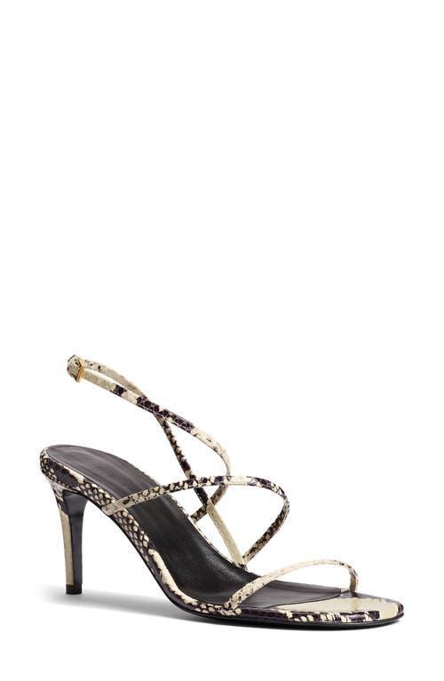 KHAITE Loop Snake-effect Leather Sandals In Beige Comb Product Image