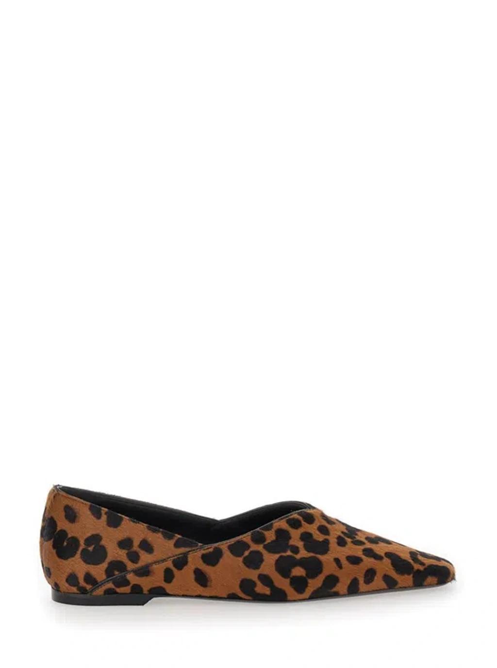 Sleek Mixed Leather Bow Ballerina Flats Product Image