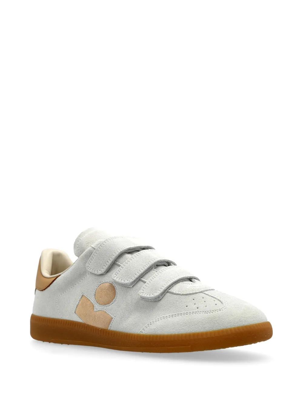 ISABEL MARANT Beth Mixed Leather Triple-grip Sneakers In Chalk Beige Product Image