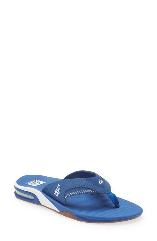 Mens REEF Los Angeles Dodgers Fanning Bottle Opener Sandals Product Image