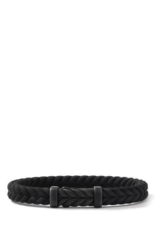 Mens Chevron Black Rubber Bracelet with Black Titanium Product Image