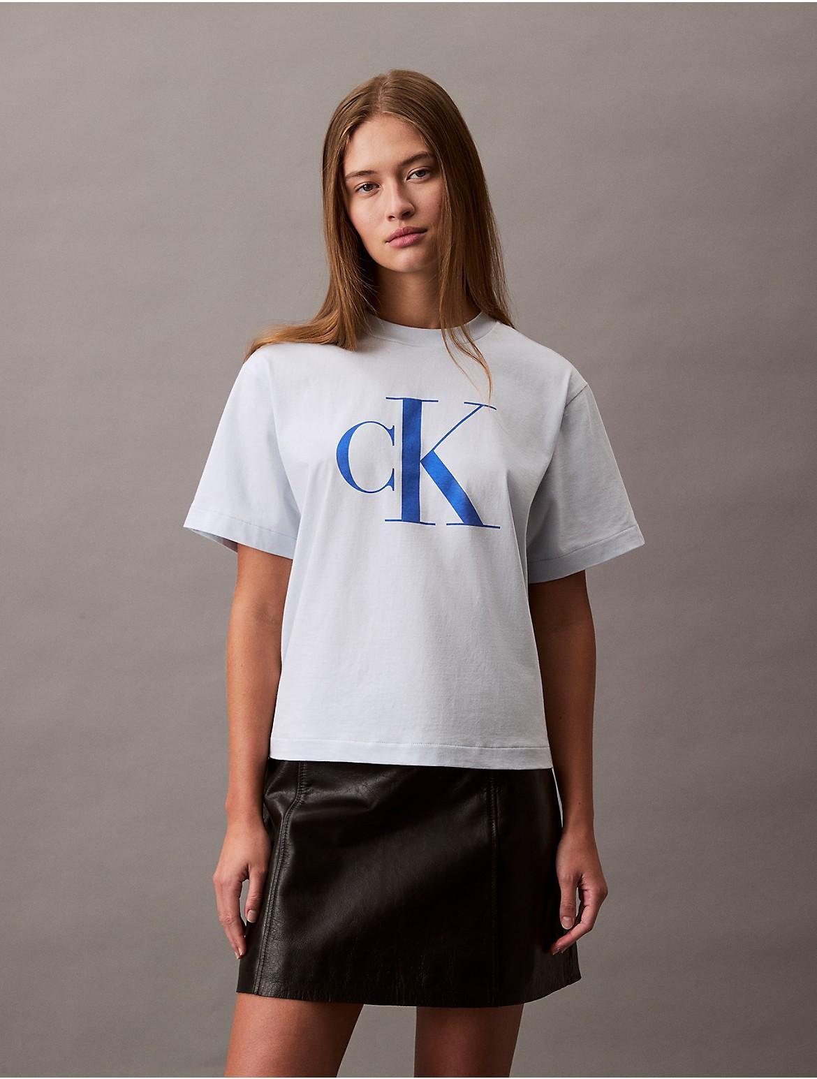 Calvin Klein Women's Monogram Logo Boxy T-Shirt - White - L Product Image