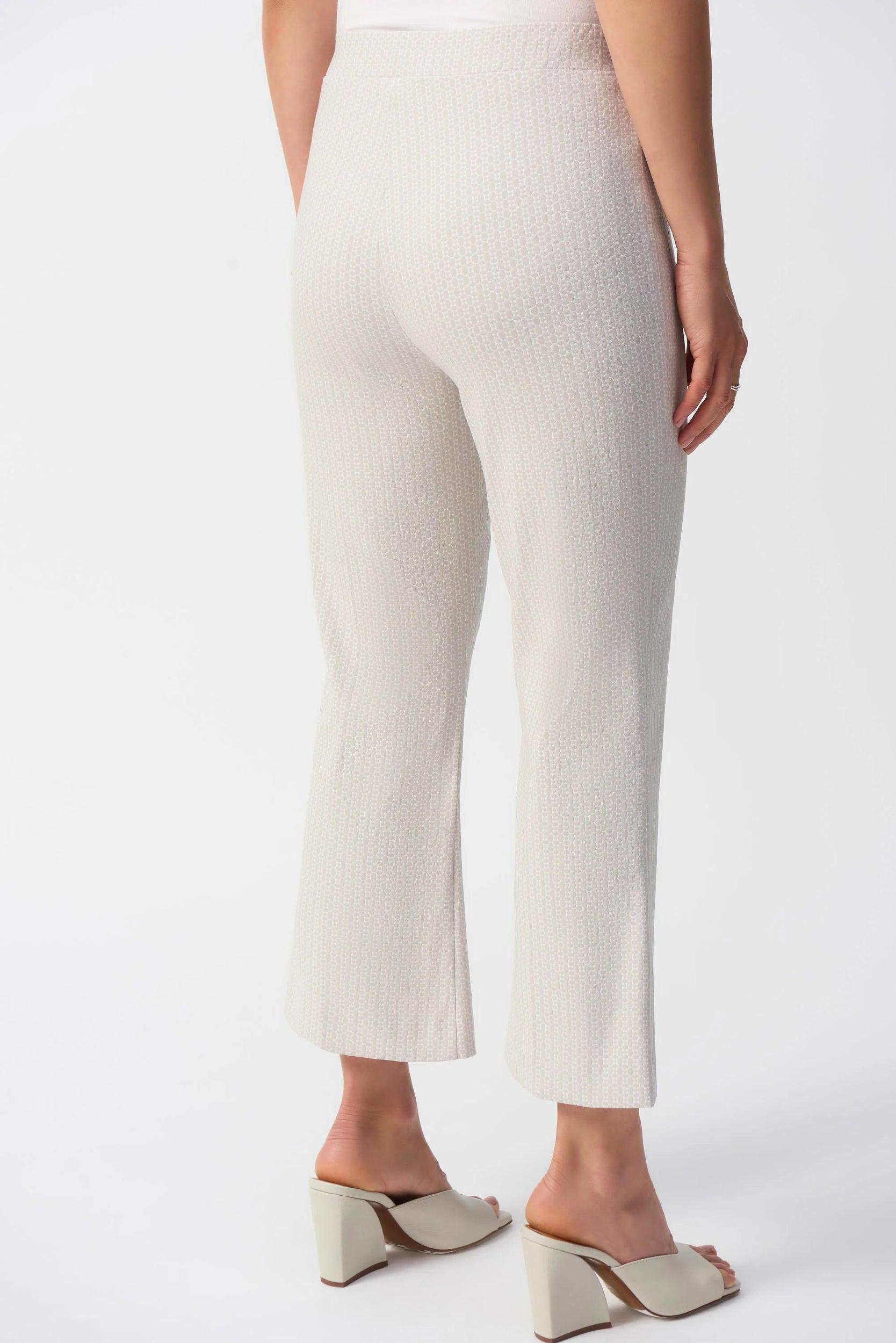 Geometric Jacquard Flared Pull-on Pants- Grey/White Product Image