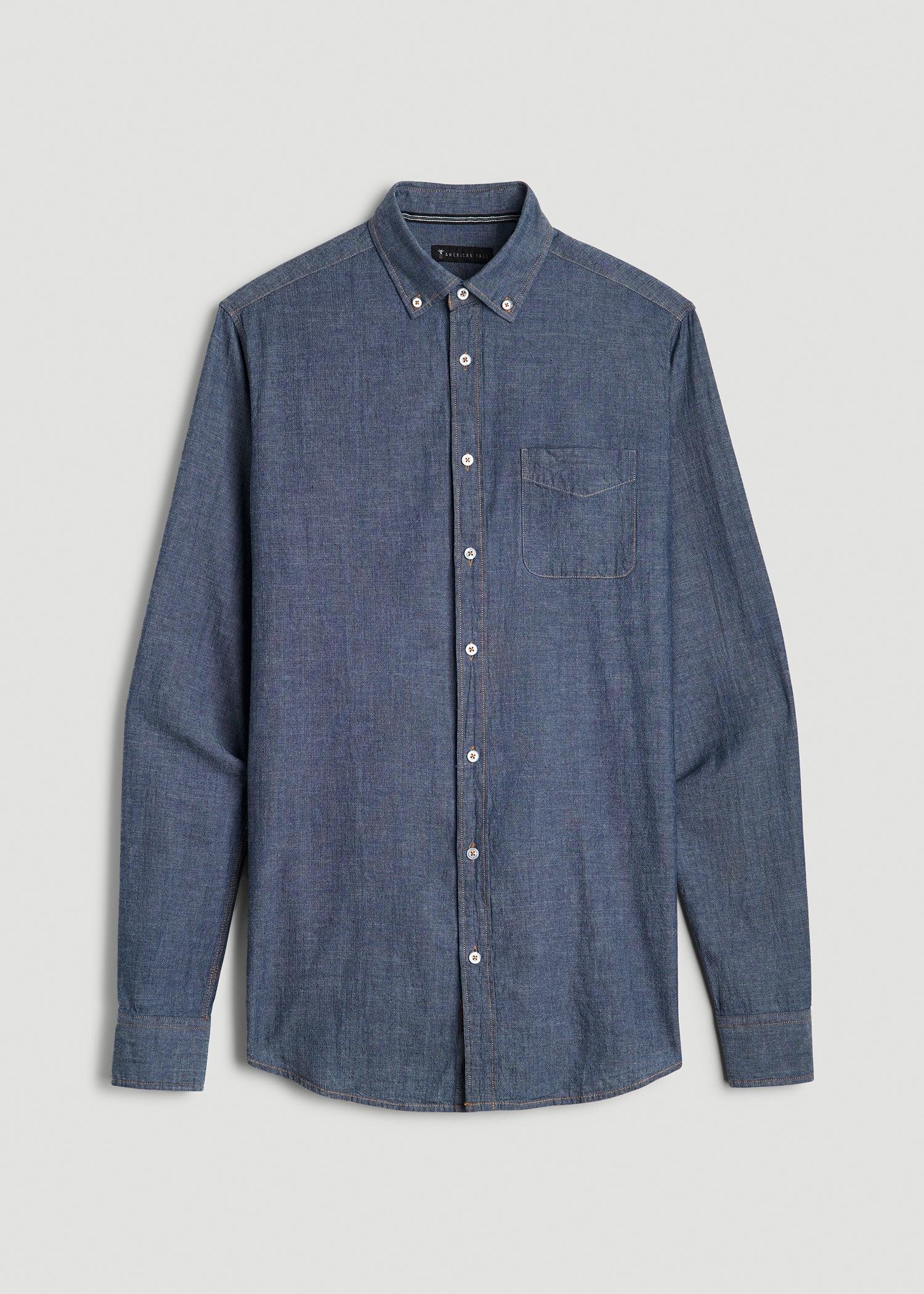 Chambray Button-Down Shirt for Tall Men in Medium Chambray Product Image