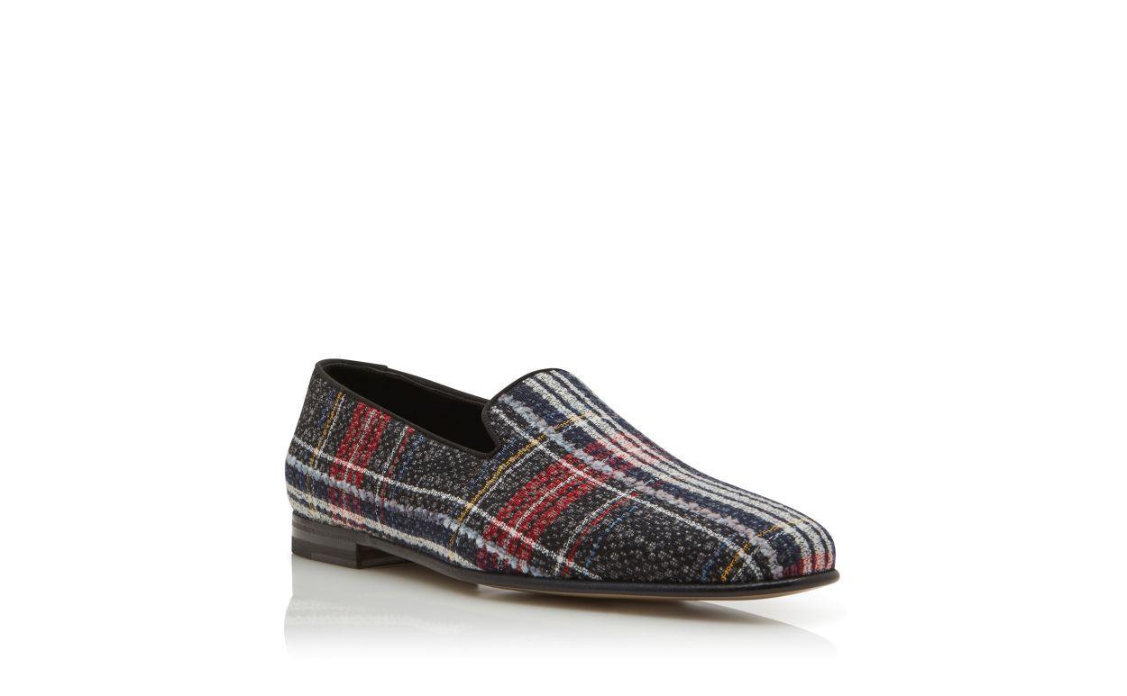 MARIO Grey Tartan Loafers Product Image