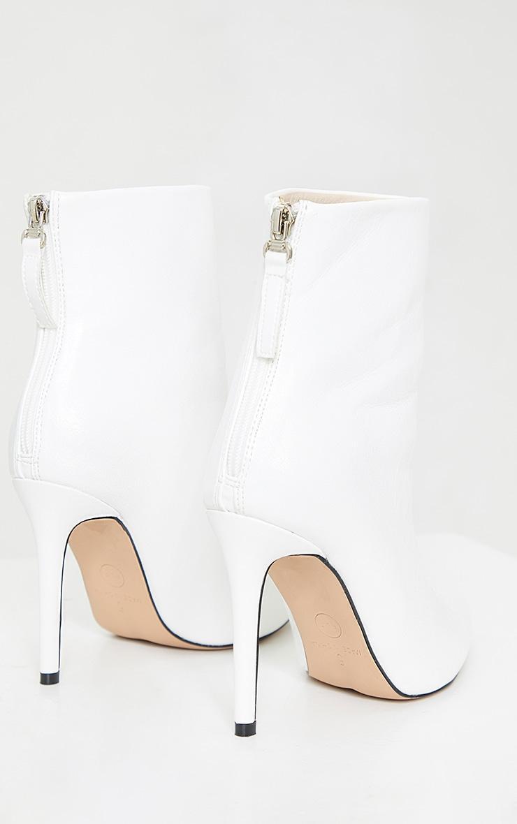 White Wide Fit Mid Heel Pointed Ankle Boots Product Image