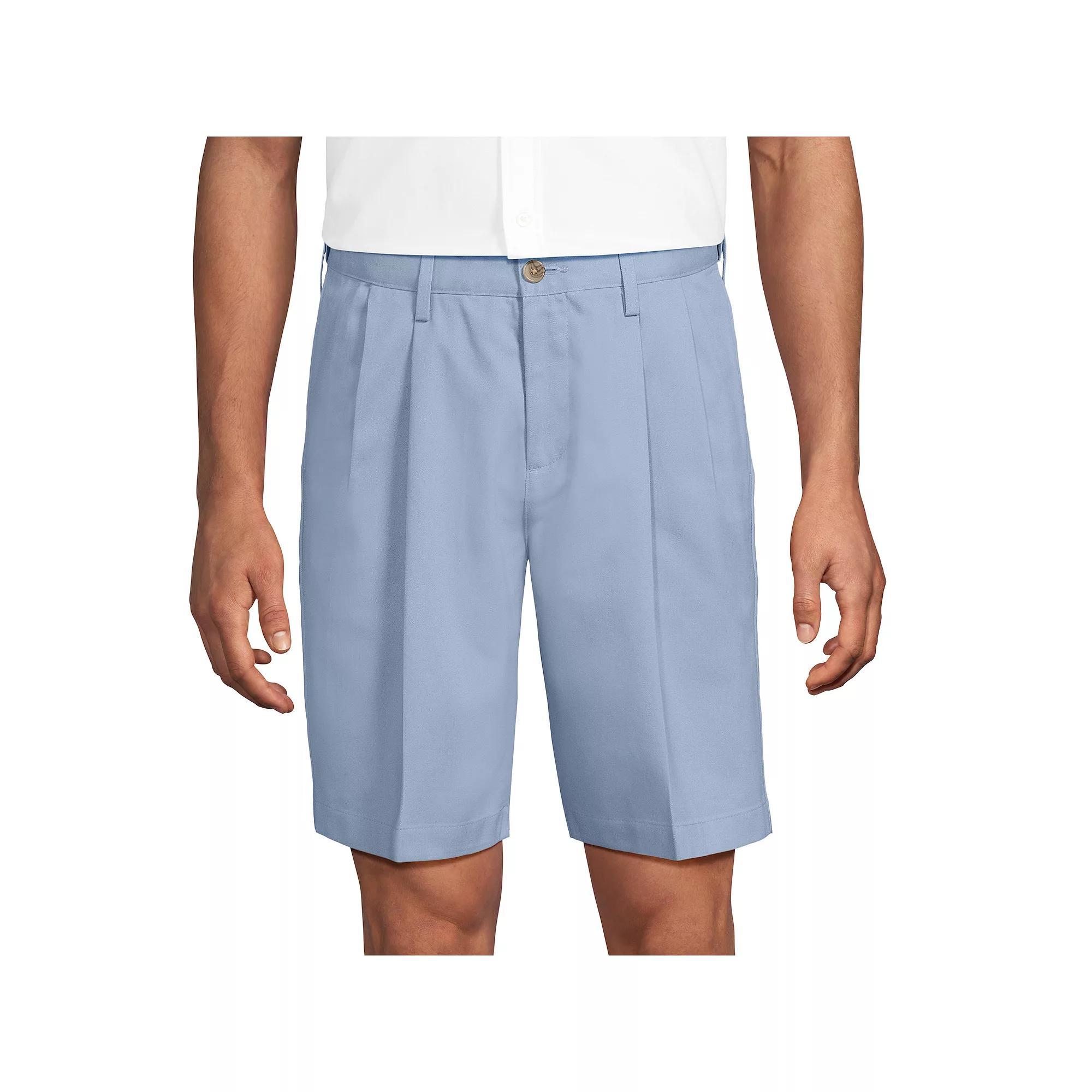 Men's Lands' End Comfort Waist 9-inch No-Iron Pleated Chino Shorts, Size: 37, Radiant Blue Product Image
