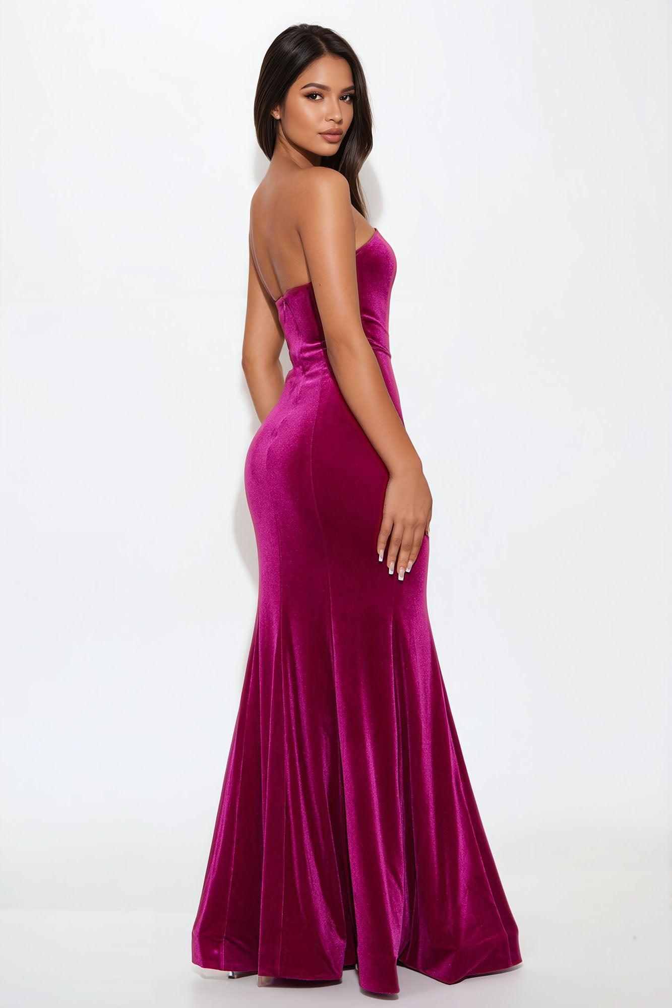 Lydia Velvet Maxi Dress - Magenta Product Image