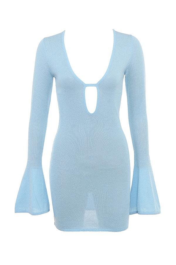Noya Ocean Blue Knit Mini Dress Product Image
