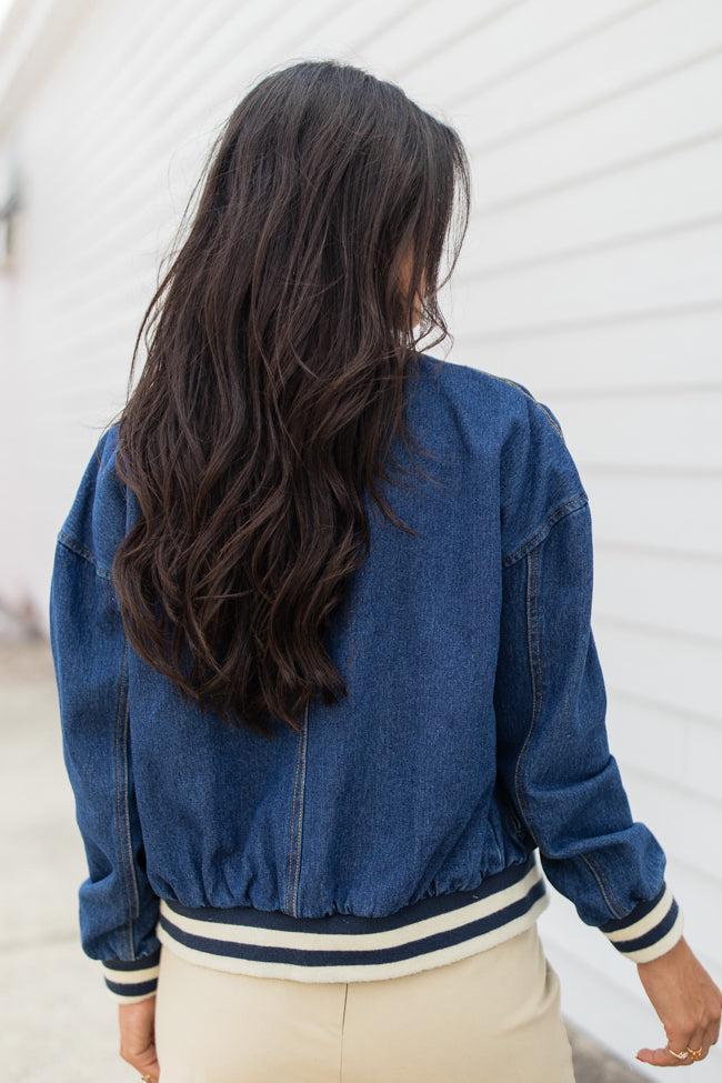 Never Left Me Denim Bomber Jacket FINAL SALE Product Image