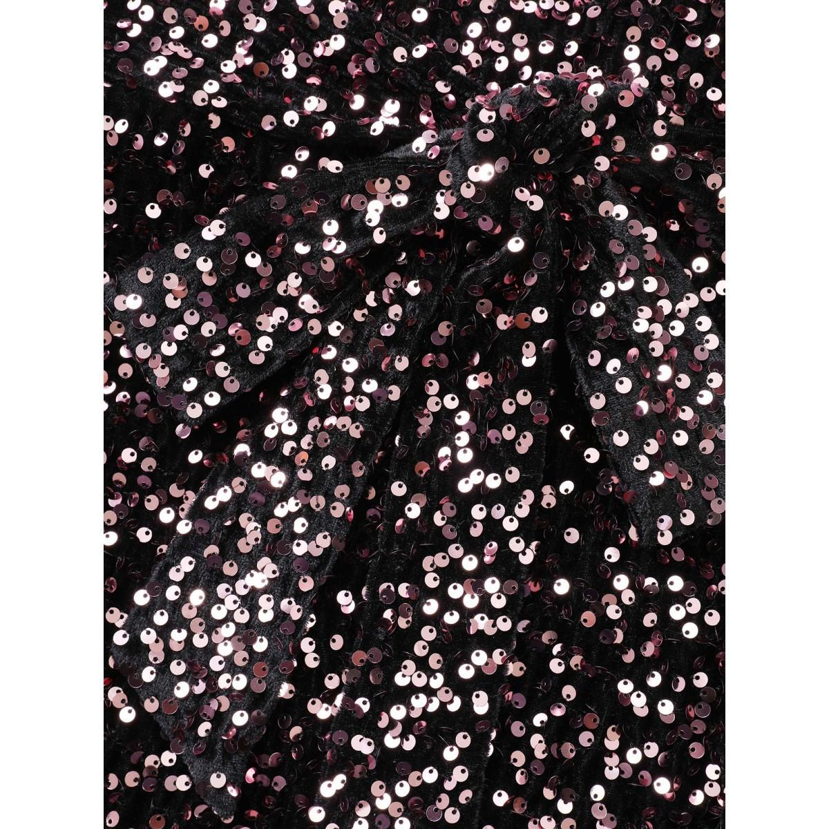 Plus Size Sequin Round Neck Dress Black Women Cocktail Texture Party Curvy Bloomchic 30/6X Product Image