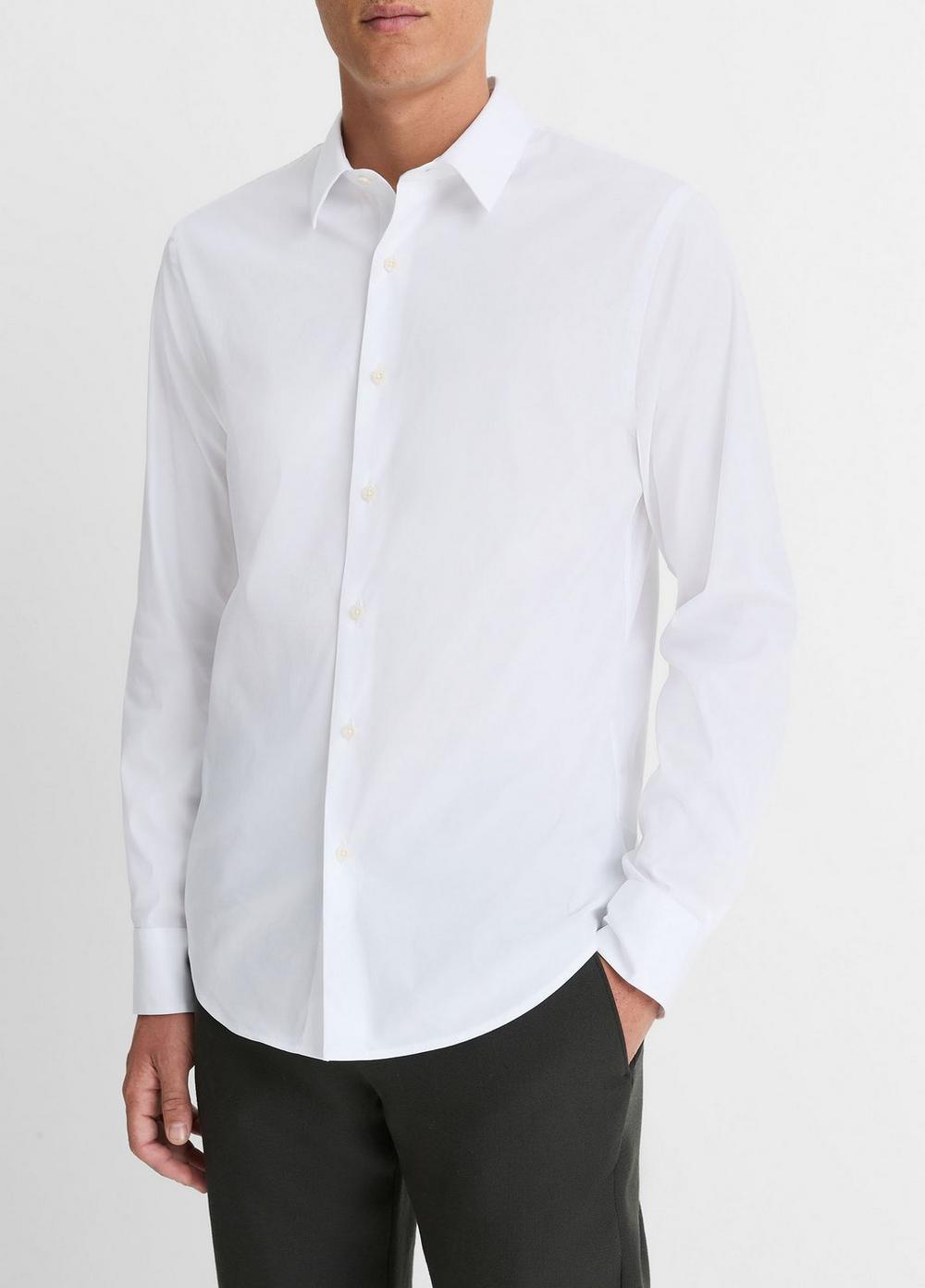 Mens Stretch-cotton Poplin Shirt, Black, Size XXL Vince Product Image
