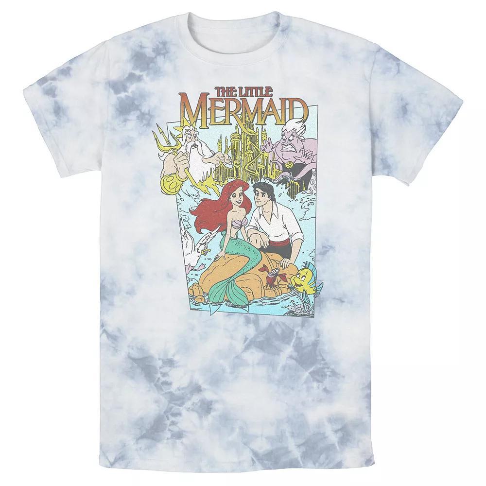 Men's Disney The Little Mermaid Vintage Cover Bomabrd Wash Tee, Size: XL, White Blue Product Image