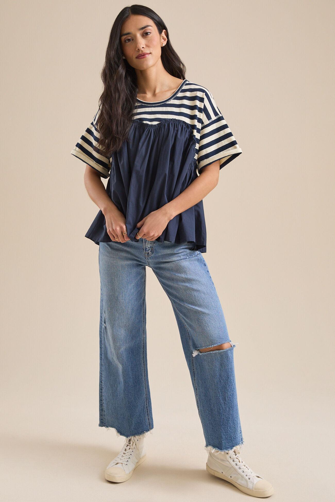 Sailor Striped Babydoll Top Product Image