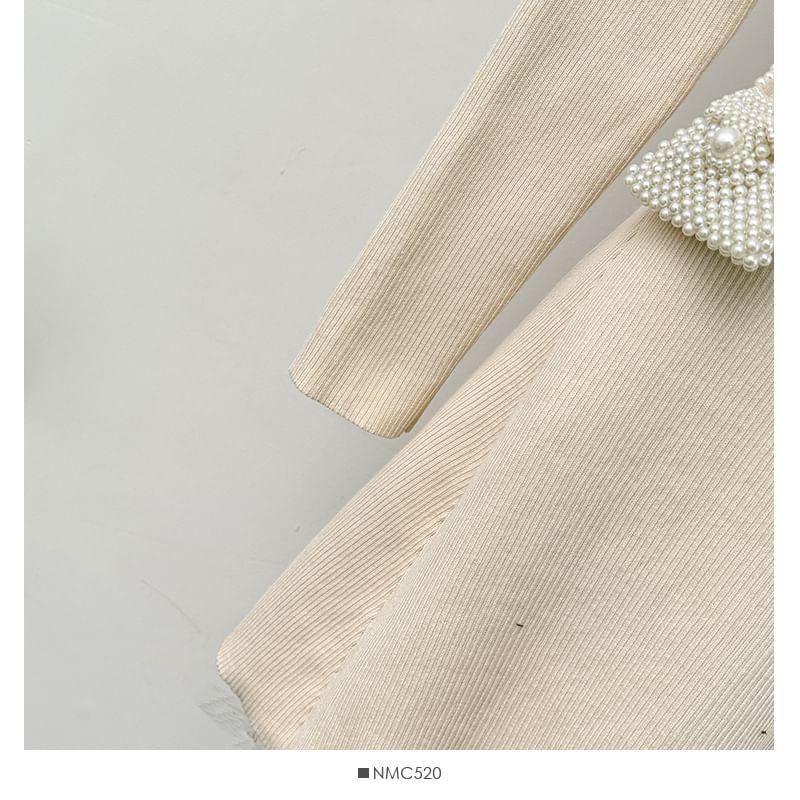 Slim-Fit Knit A-Line Mini Dress Product Image