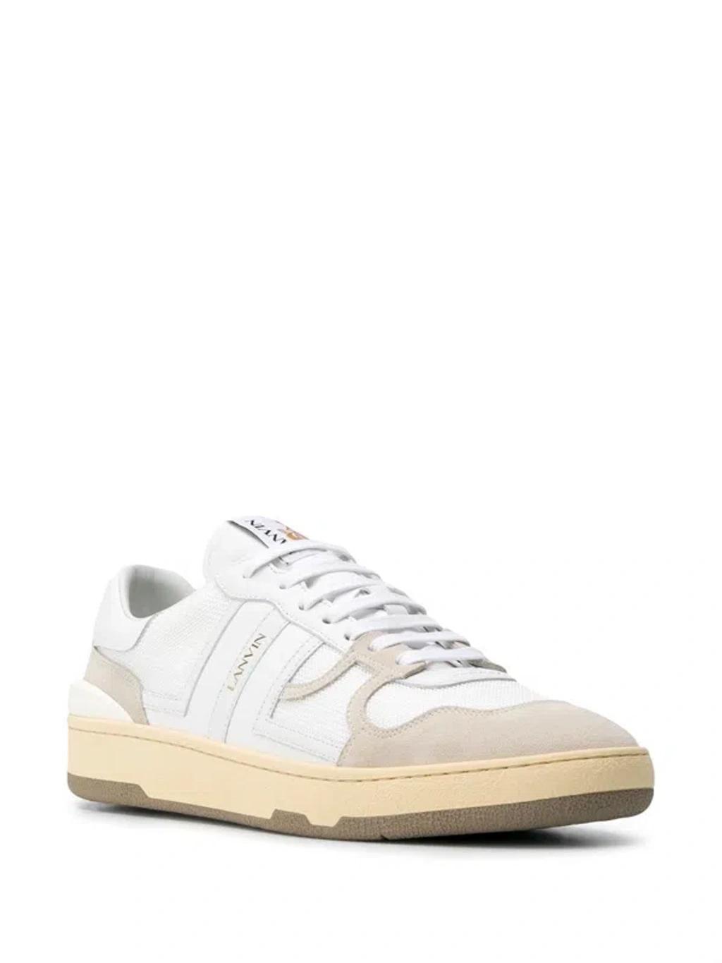 LANVIN Mesh And Leather Clay Sneakers With In White Product Image