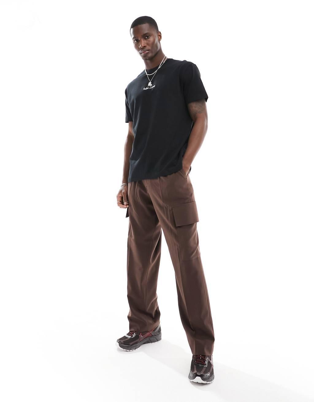 Polo Ralph Lauren central logo t-shirt classic oversized fit in black Product Image