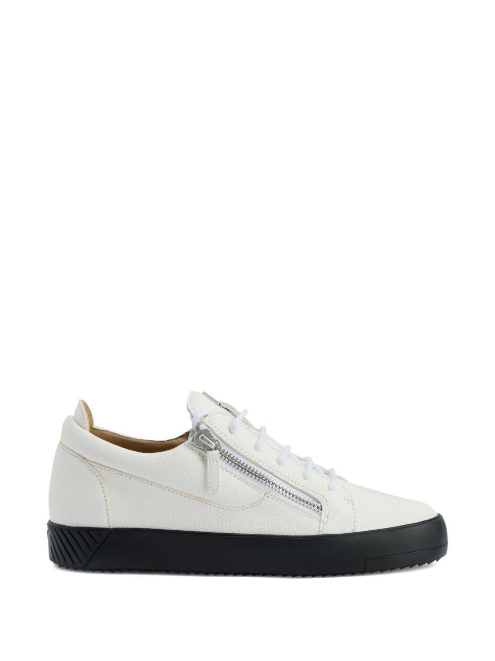 zip-detail leather low-top sneakers Product Image