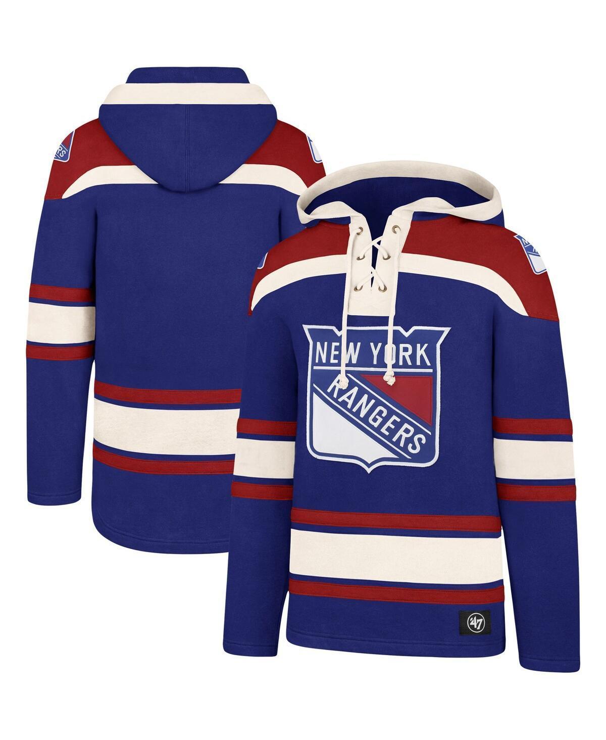 Men's '47 Blue New York Rangers Superior Lacer Pullover Hoodie, Size: XL, Ran Blue Product Image