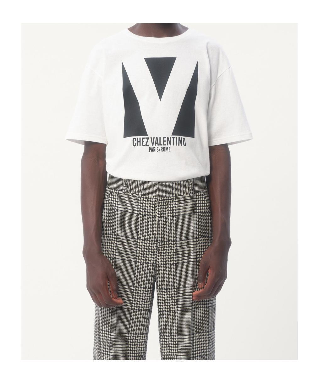 VALENTINO Mens Avorio Logo-print Crew-neck Cotton-jersey T-shirt Product Image