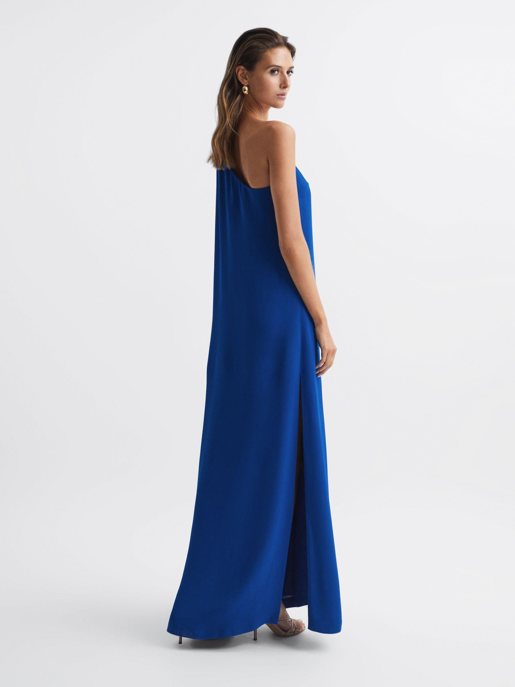 Cape One Shoulder Maxi Dress in Cobalt Blue Product Image