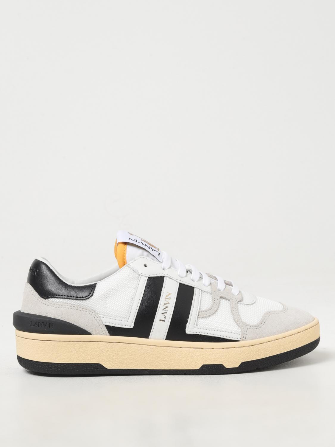 LANVIN Black And White Leather Clay Low Mesh Sneakers Product Image