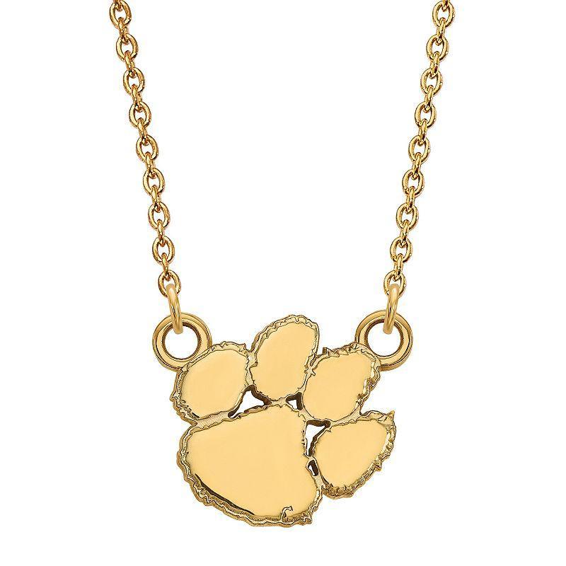 LogoArt Sterling Silver 14k Gold Plated Clemson Tigers Small Paw Necklace, Women's, Size: 18 mm Product Image