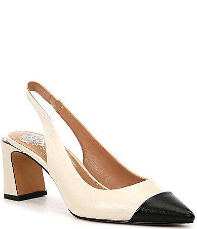 Vince Camuto Hamden Leather Cap Toe Slingback Pumps Product Image