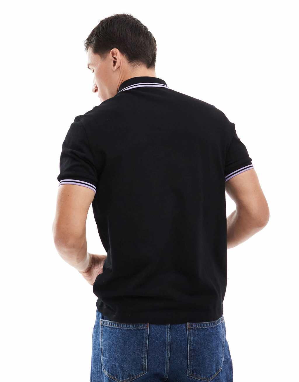 Fred Perry twin tipped polo shirt in black Product Image