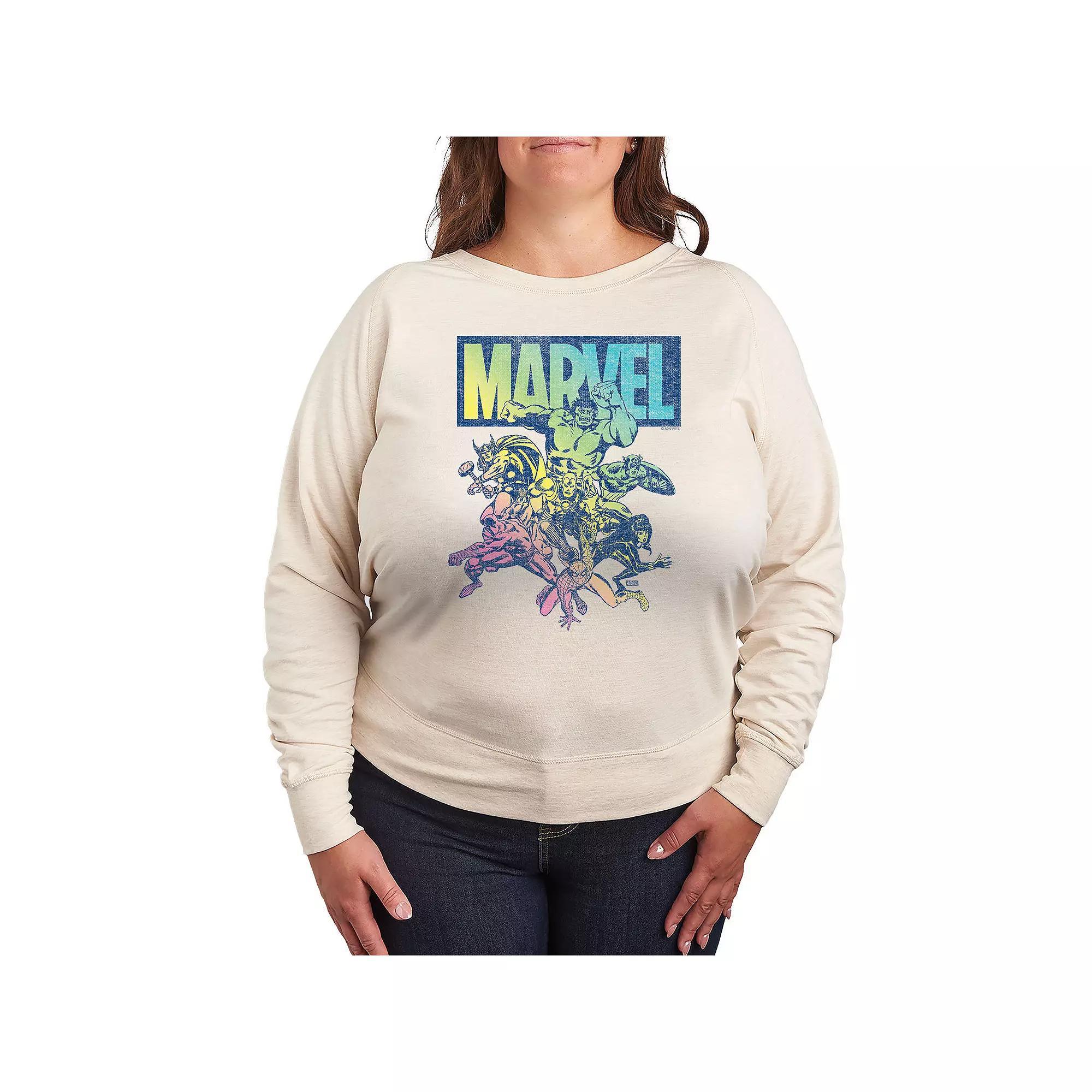 Womens Marvel Group Rainbow French Terry Long Sleeve Tee Product Image