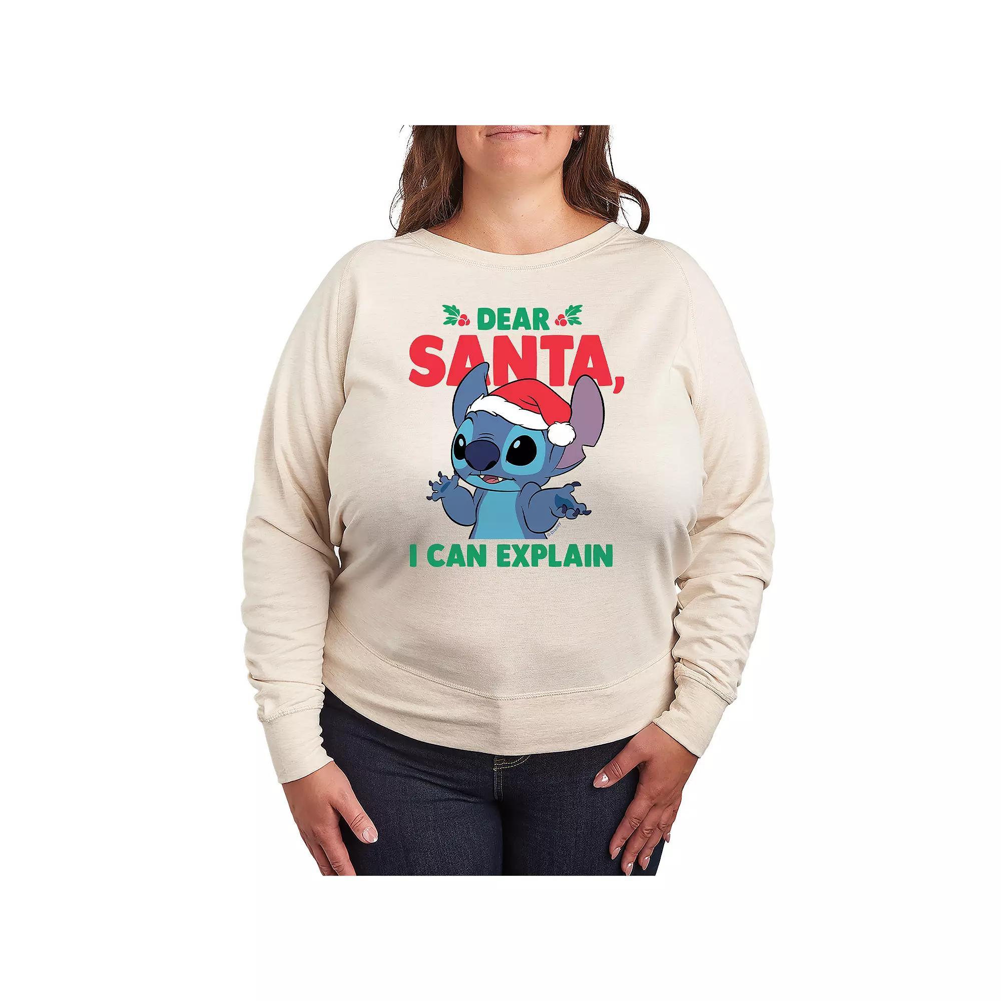 Disneys Lilo & Stitch Plus Size Dear Santa French Terry Long Sleeve Tee, Womens Product Image
