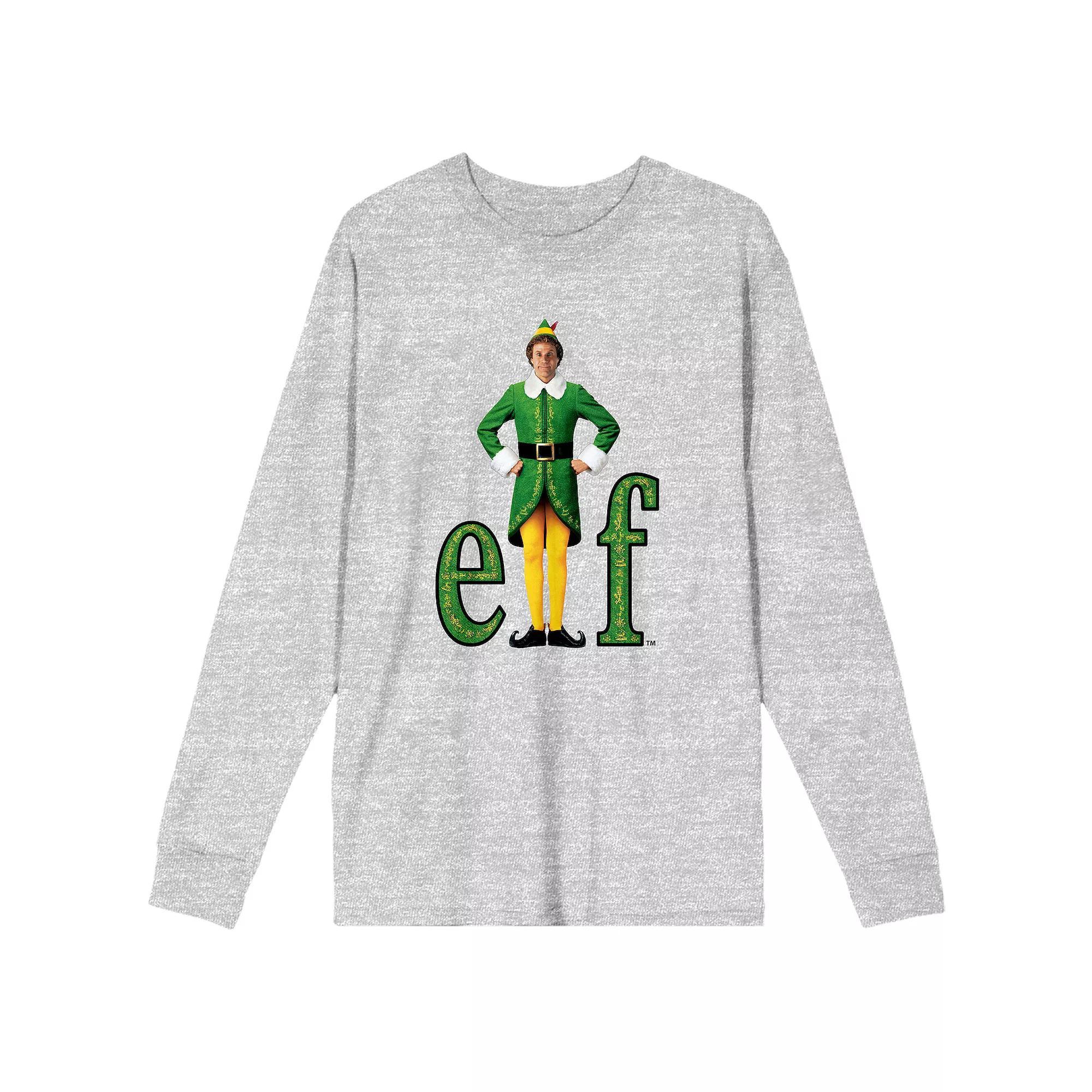 Men's Elf William Buddy Hobbs Logo Long Sleeve Tee, Size: Small, Grey Product Image