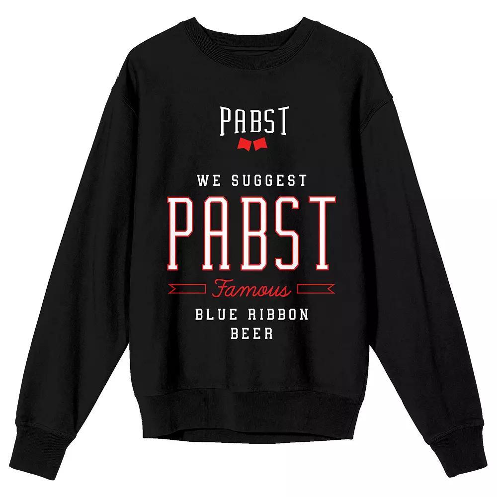 Women's Pabst Blue Ribbon Verbiage Graphic Crewneck Sweater, Girl's, Size: Small, Black Product Image