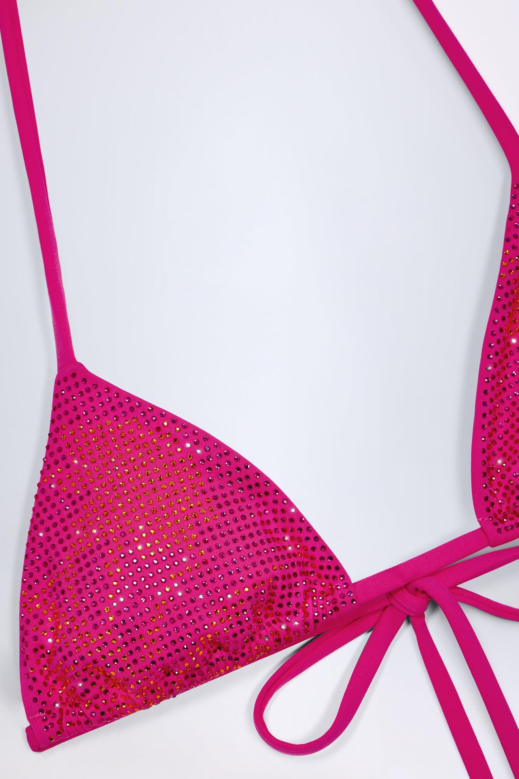 Triangle Bikini Top in Pink Tropical Hotfix Product Image